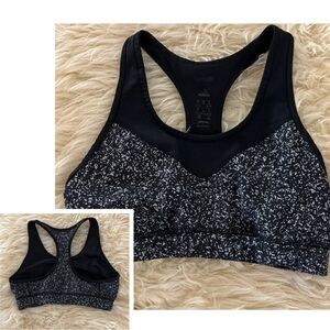 adidas Black and White Speckled Sports Bra